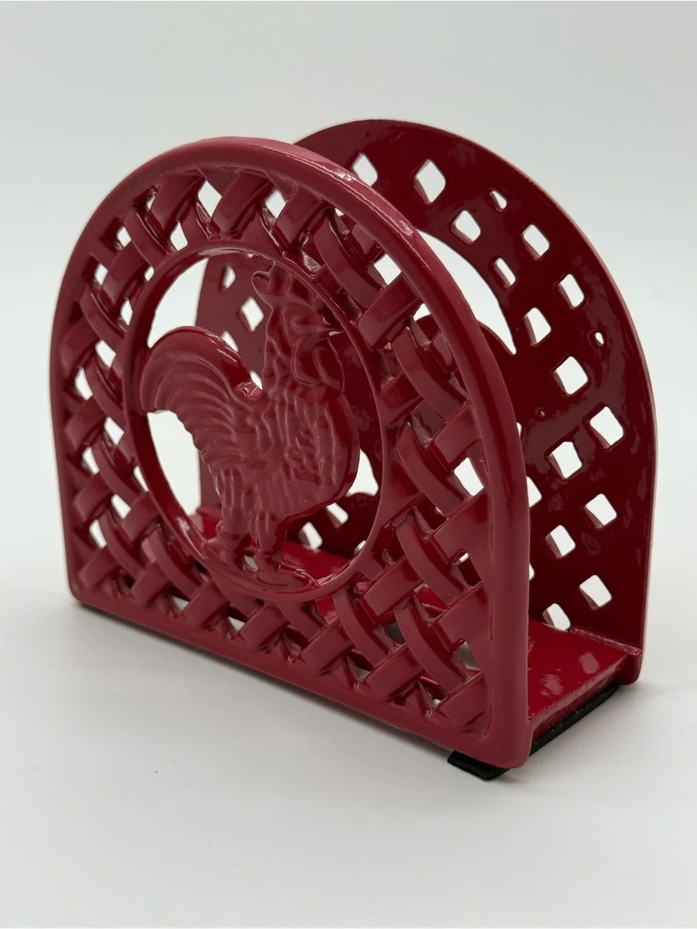 Red Cast Iron Rooster Napkin Holder Farmhouse Kitchen Decor